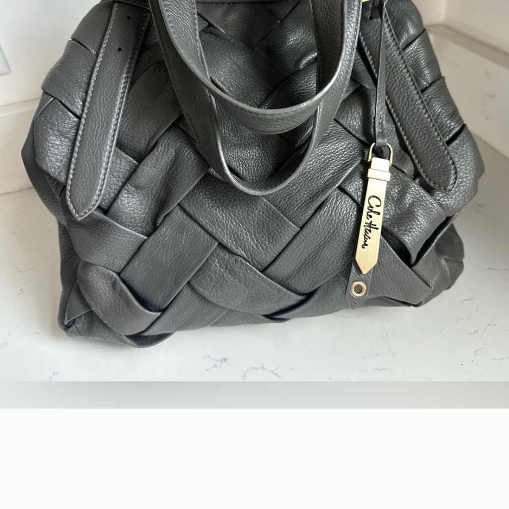 Cole Haan Woven Gray Leather Tote
